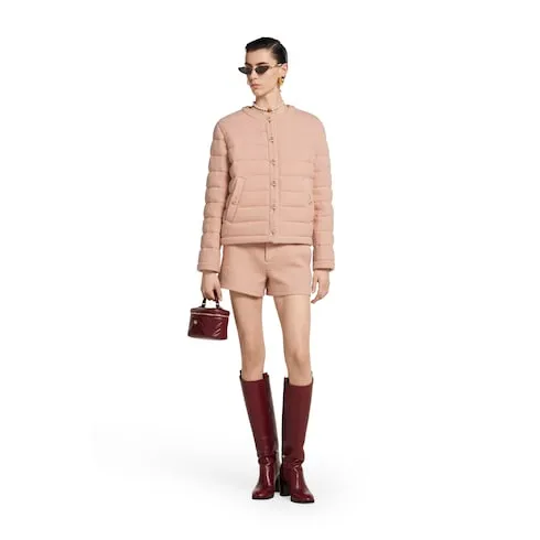 Textured Wool Tweed Padded Jacket