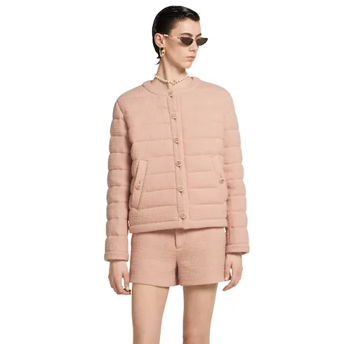 Textured Wool Tweed Padded Jacket