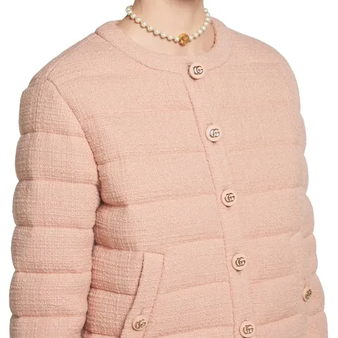 Textured Wool Tweed Padded Jacket