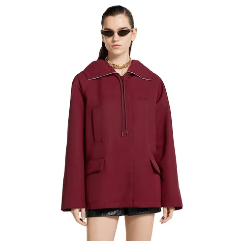 Hooded Fabric Jacket With Logo