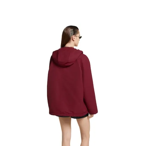 Hooded Fabric Jacket With Logo