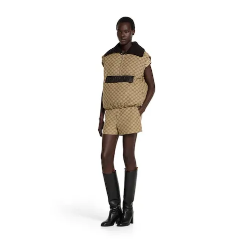 Gg Canvas Gilet With Leather Label