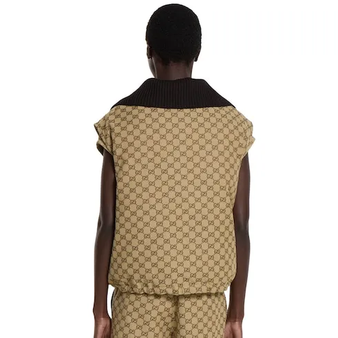 Gg Canvas Gilet With Leather Label