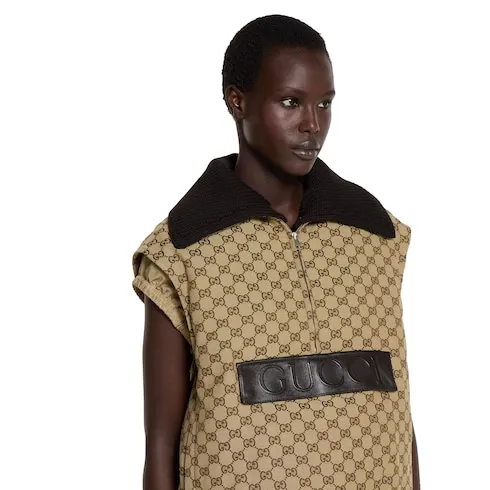 Gg Canvas Gilet With Leather Label