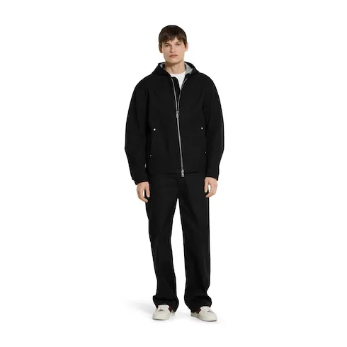Gg Cotton Denim Jacquard Zip Jacket