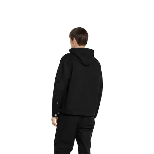 Gg Cotton Denim Jacquard Zip Jacket