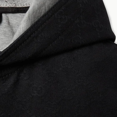 Gg Cotton Denim Jacquard Zip Jacket