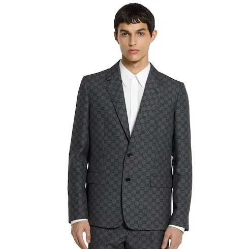 Gg Gingham Technical Wool Jacket