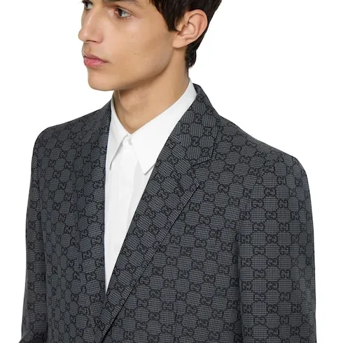 Gg Gingham Technical Wool Jacket