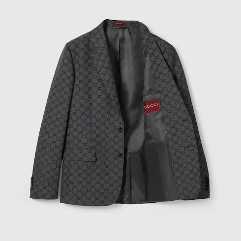 Gg Gingham Technical Wool Jacket