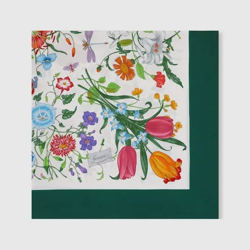 Printed Flora Silk Twill Carré