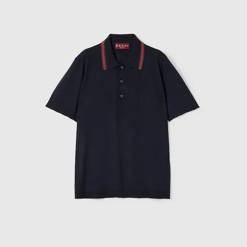 Wool Knit Polo Shirt With Web