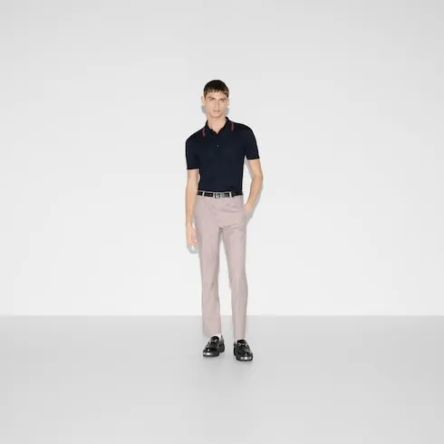 Wool Knit Polo Shirt With Web