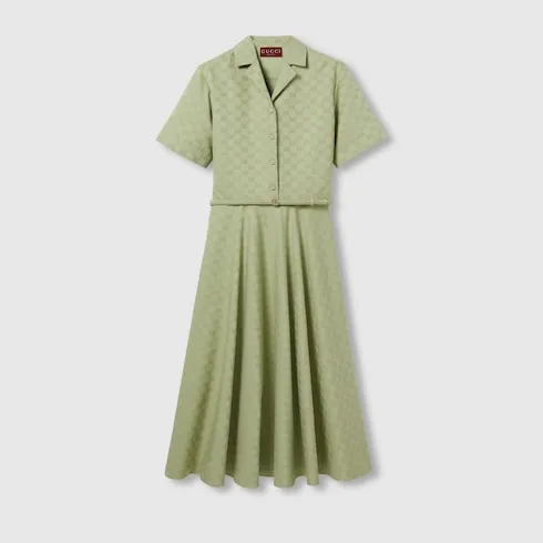 Mid-Length Gg Cotton Gabardine Dress