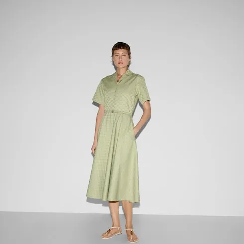 Mid-Length Gg Cotton Gabardine Dress
