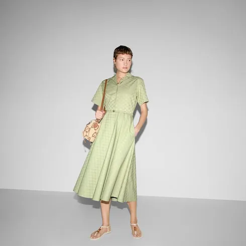 Mid-Length Gg Cotton Gabardine Dress