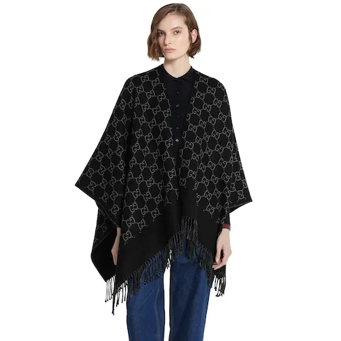 Gg Wool Jacquard Cape