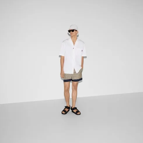 Printed Poplin Tech Swim Shorts