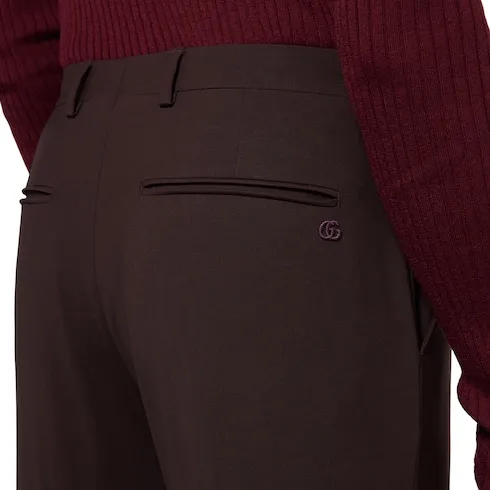 Stretch Wool Pant With Embroidery