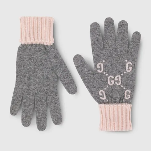 Gg Cashmere Jacquard Gloves