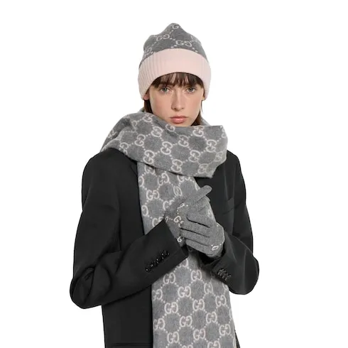 Gg Cashmere Jacquard Gloves