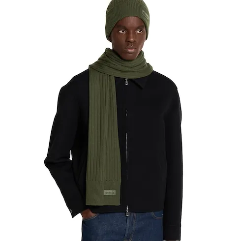 Knit Wool Scarf With Logo