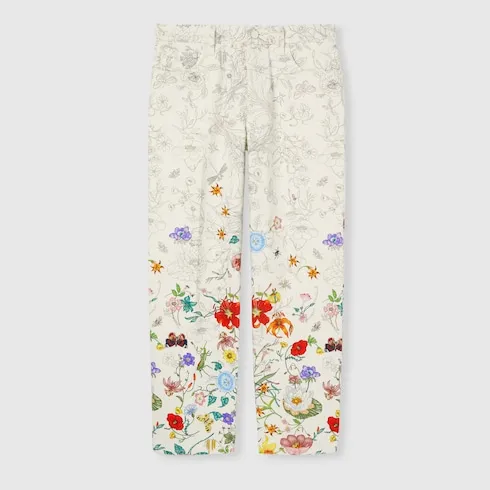 Printed Denim Pants