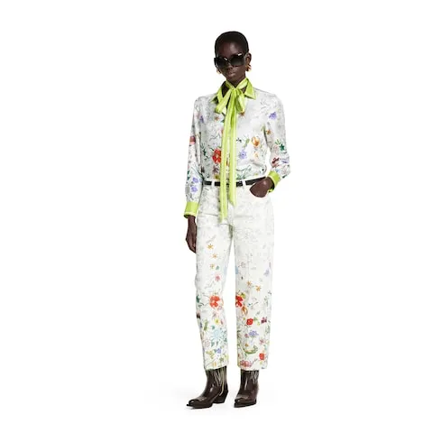 Printed Denim Pants