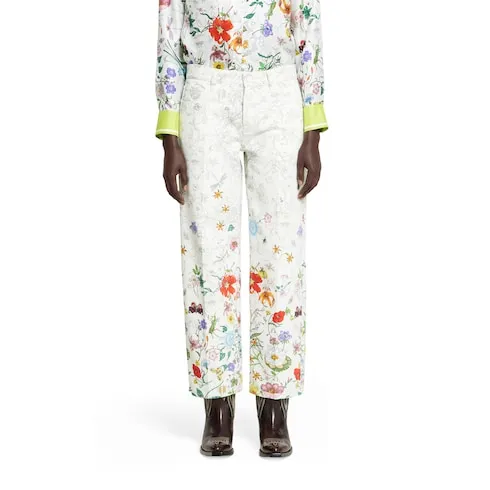 Printed Denim Pants