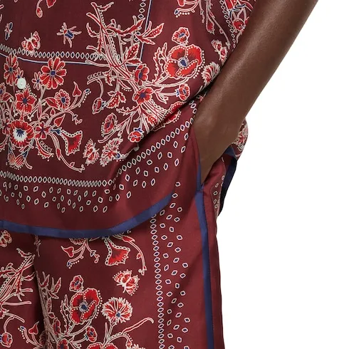 Printed Silk Twill Shorts