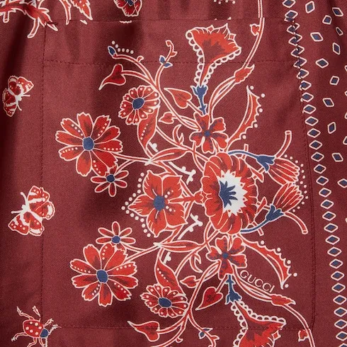 Printed Silk Twill Shorts