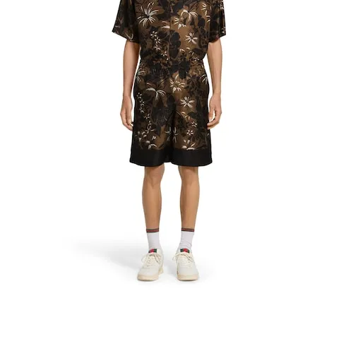 Printed Silk Twill Shorts