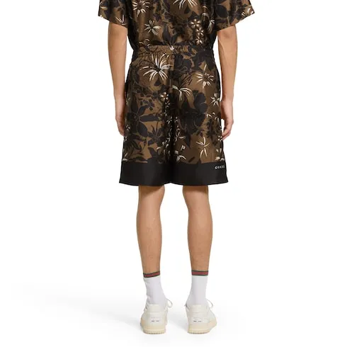 Printed Silk Twill Shorts