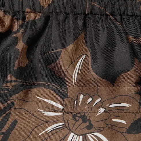 Printed Silk Twill Shorts
