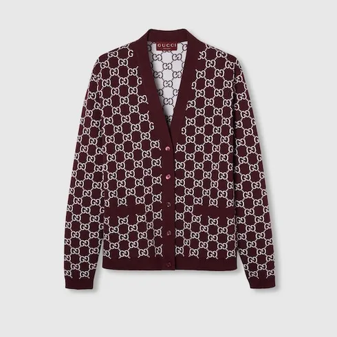 Reversible Gg Wool Jacquard Cardigan