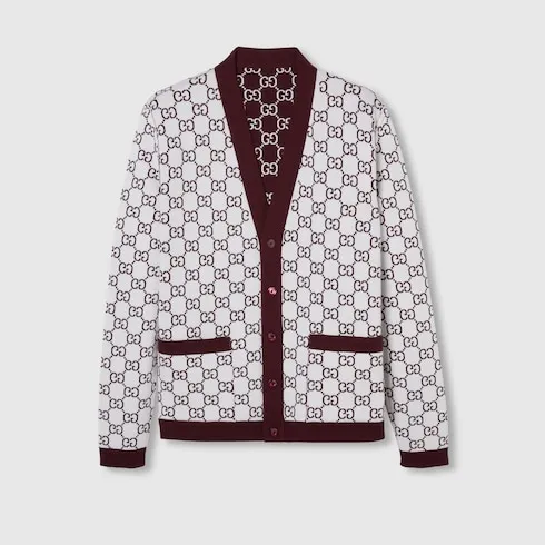 Reversible Gg Wool Jacquard Cardigan