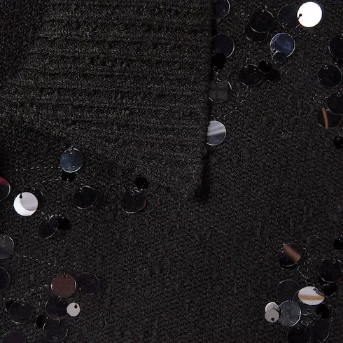 Tweed Blend Polo Cardigan With Embroidery