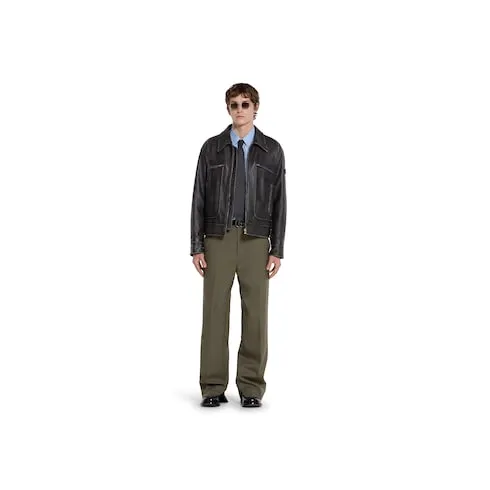 Wool Gabardine Pant With Embroidery