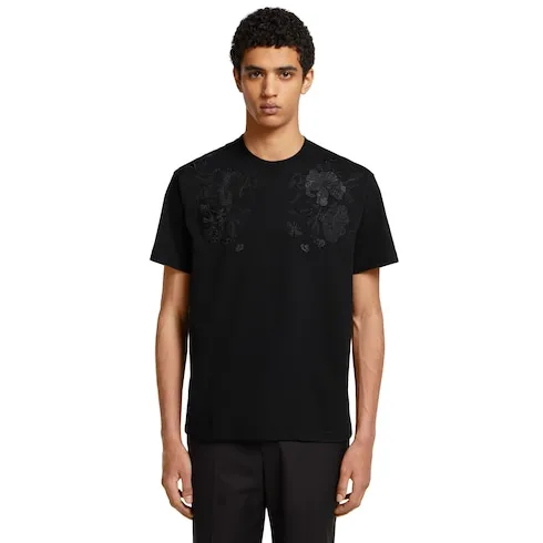 Cotton Jersey T-Shirt With Embroidery