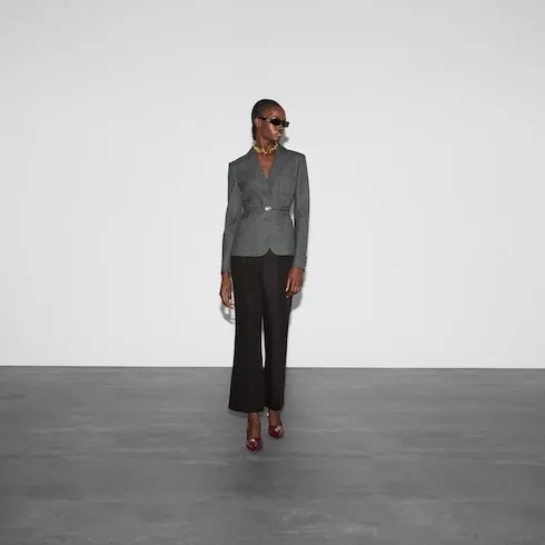 Single Breasted Wool Grisaille Jacket