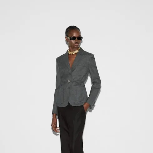 Single Breasted Wool Grisaille Jacket
