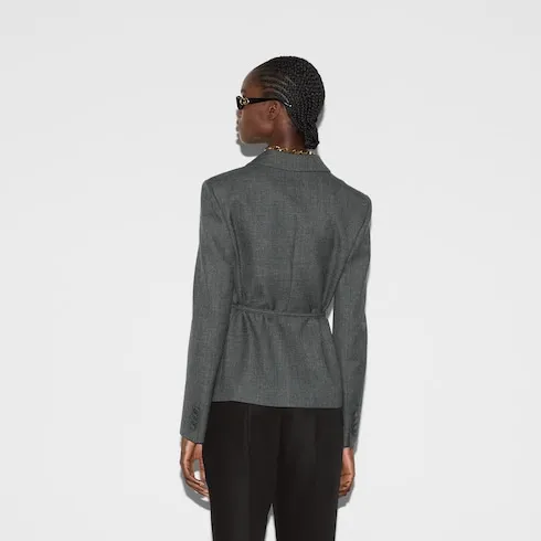 Single Breasted Wool Grisaille Jacket
