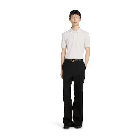 Knit Wool Polo Shirt With Web