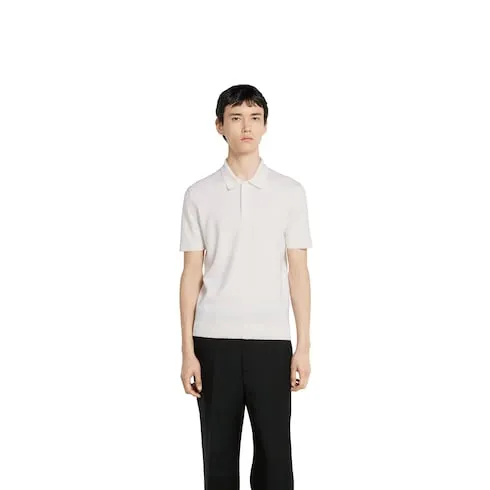 Knit Wool Polo Shirt With Web
