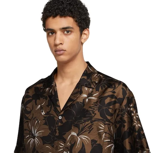 Printed Silk Twill Bowling Shirt