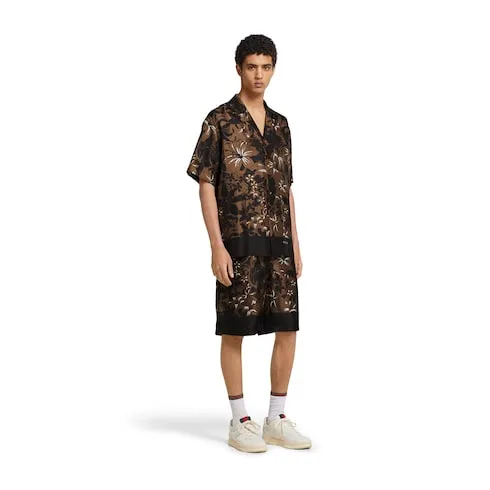 Printed Silk Twill Bowling Shirt