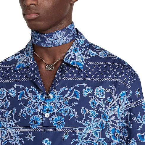 Printed Cotton Poplin Bowling Shirt