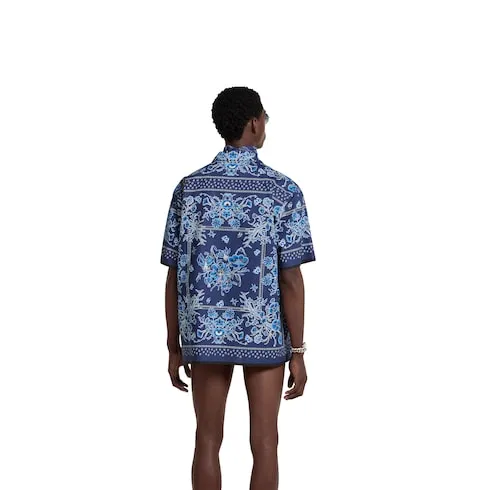 Printed Cotton Poplin Bowling Shirt