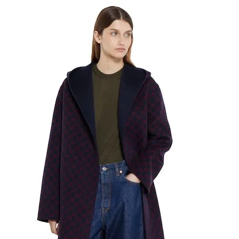 Reversible Wool Silk Hooded Coat