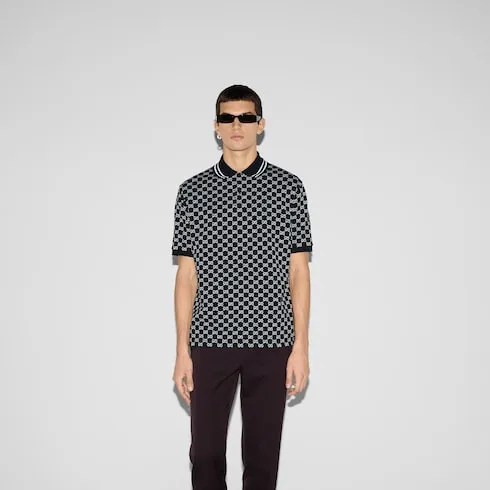 Gg Cotton Piquet Jacquard Polo Shirt